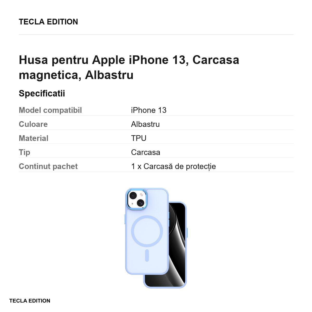 Husa Frozen Mag pentru Apple iPhone 13, Carcasa magnetica, Albastru [3]