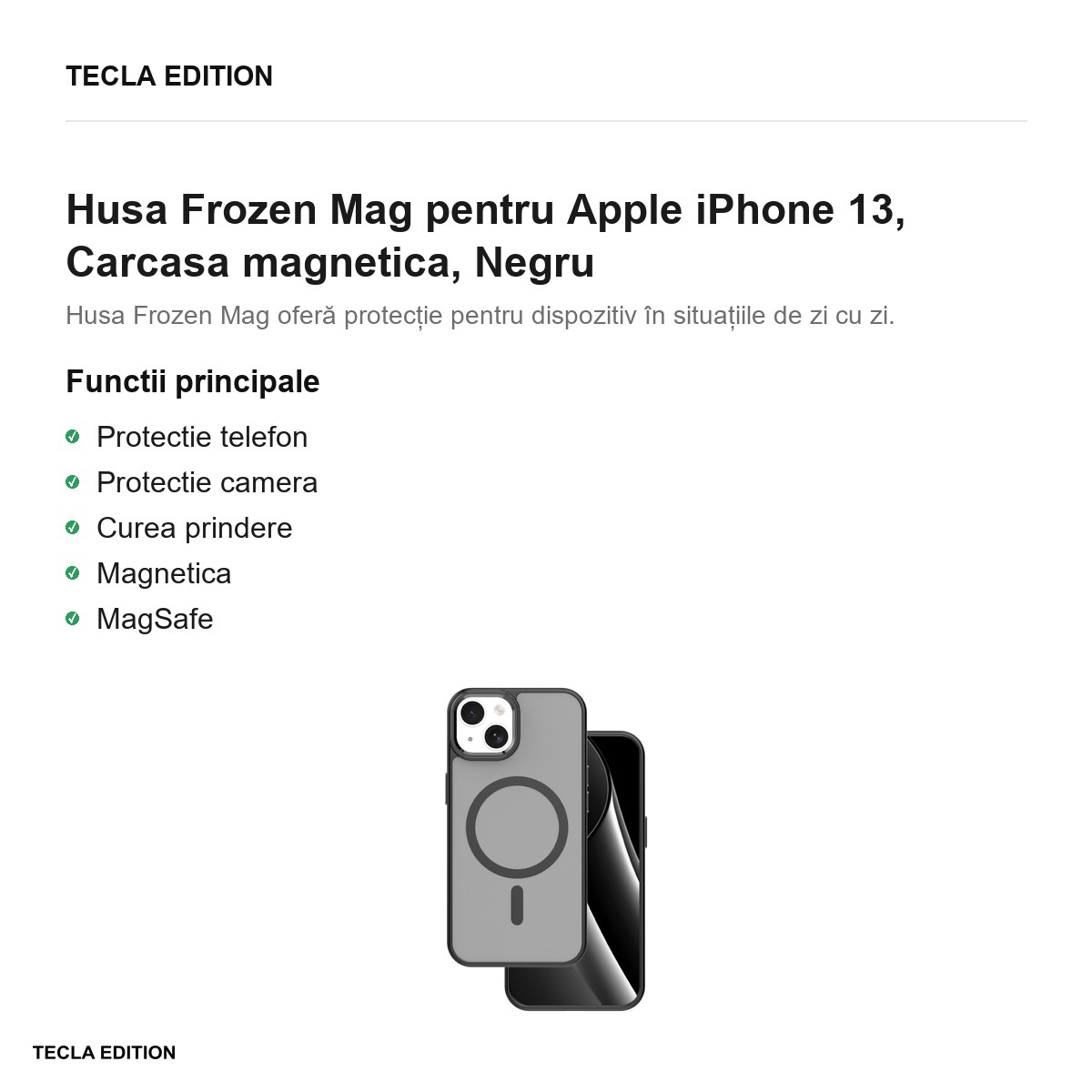 Husa Frozen Mag pentru Apple iPhone 13, Carcasa magnetica, Negru [2]