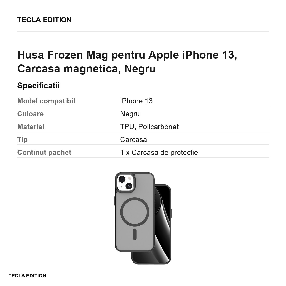 Husa Frozen Mag pentru Apple iPhone 13, Carcasa magnetica, Negru [3]