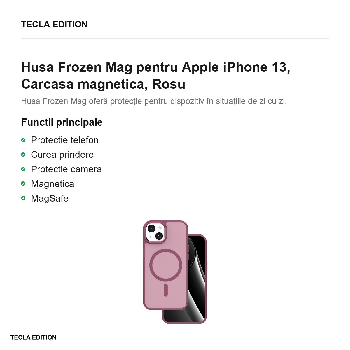 Husa Frozen Mag pentru Apple iPhone 13, Carcasa magnetica, Rosu [2]