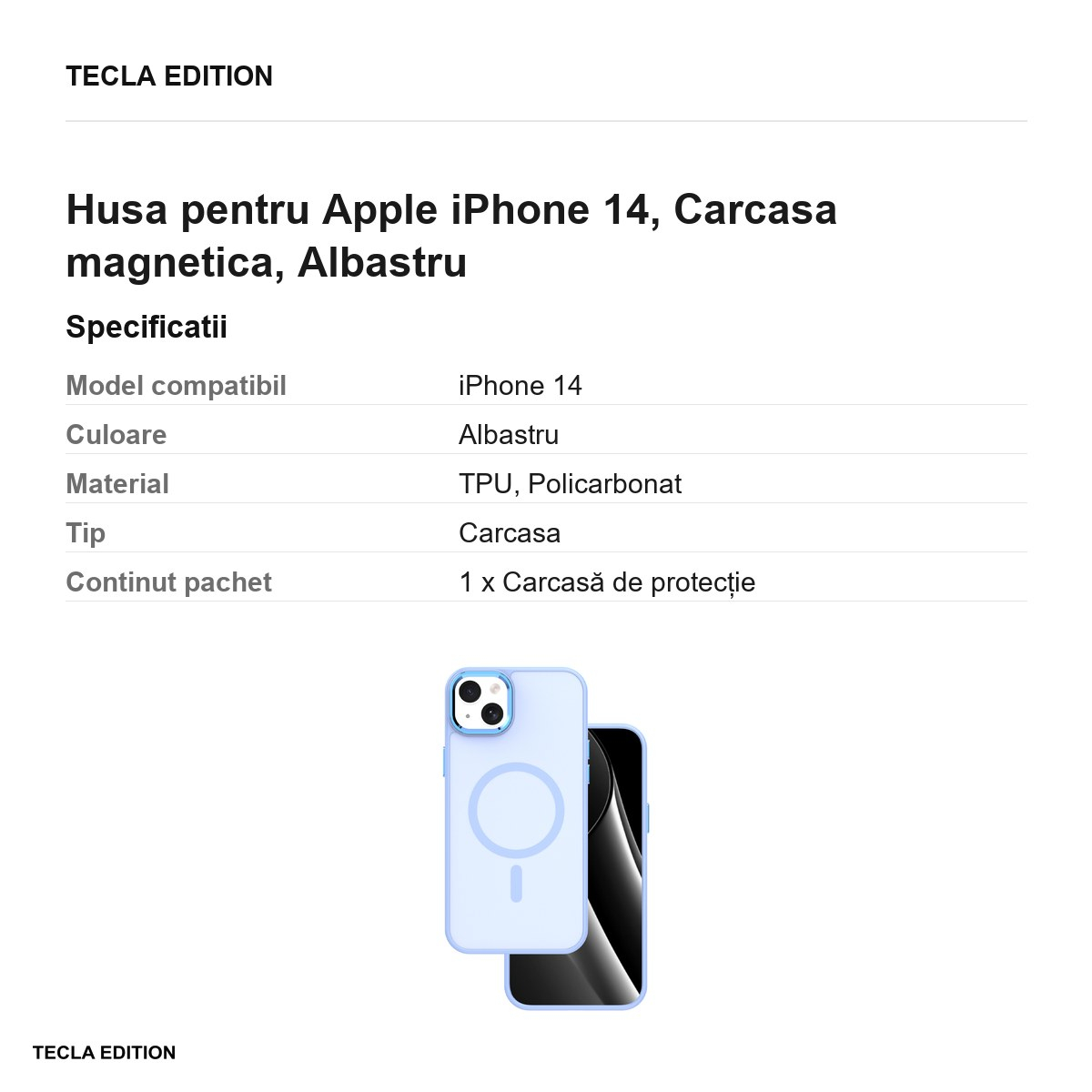 Husa Frozen Mag pentru Apple iPhone 14, Carcasa magnetica, Albastru [3]