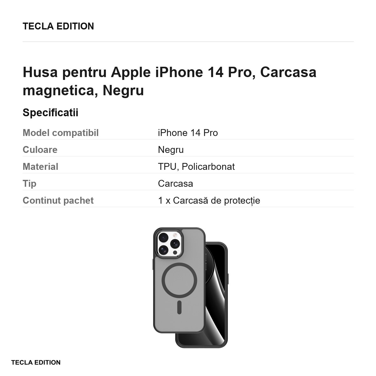 Husa Frozen Mag pentru Apple iPhone 14 Pro, Carcasa magnetica, Negru [3]