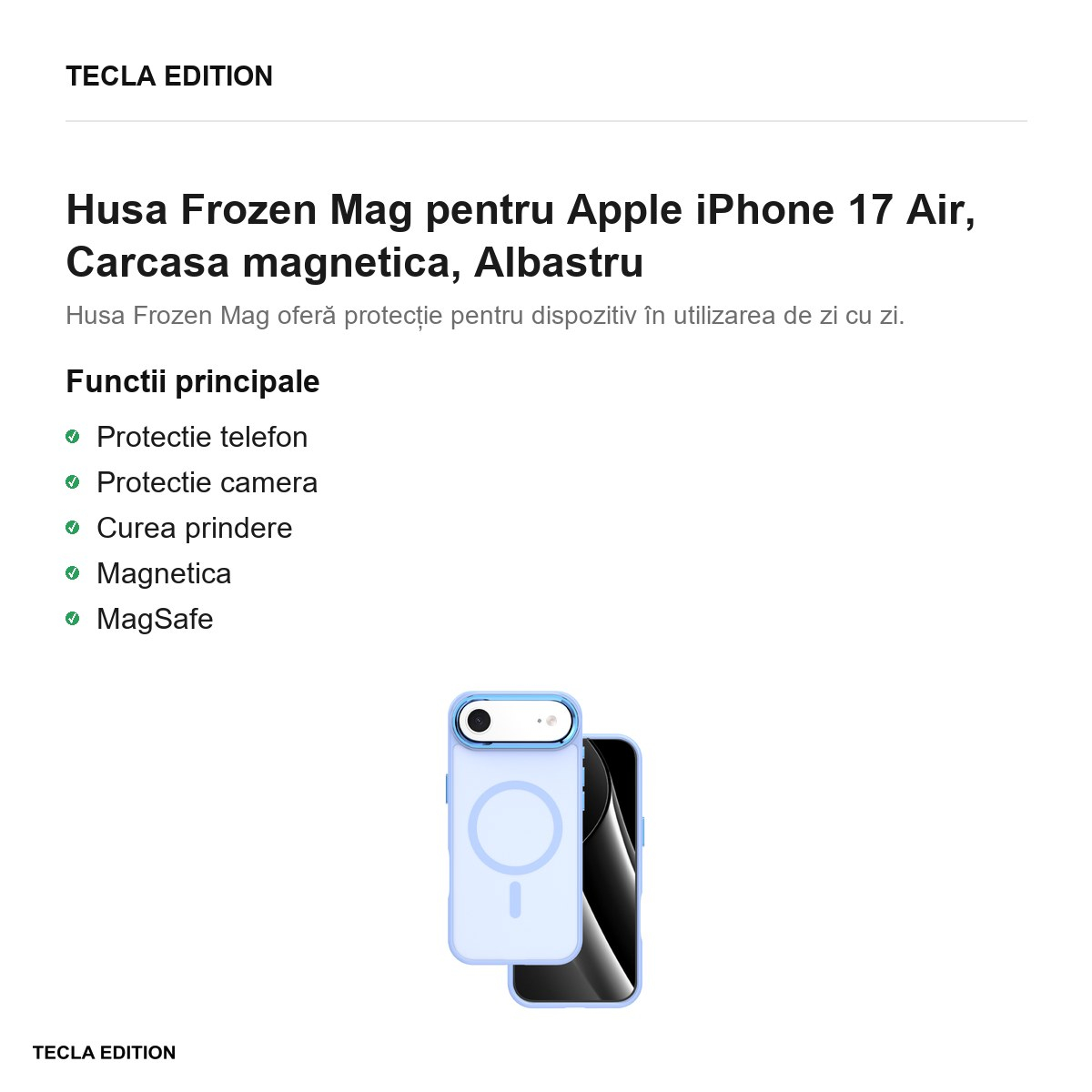 Husa Frozen Mag pentru Apple iPhone 17 Air, Carcasa magnetica, Albastru [2]