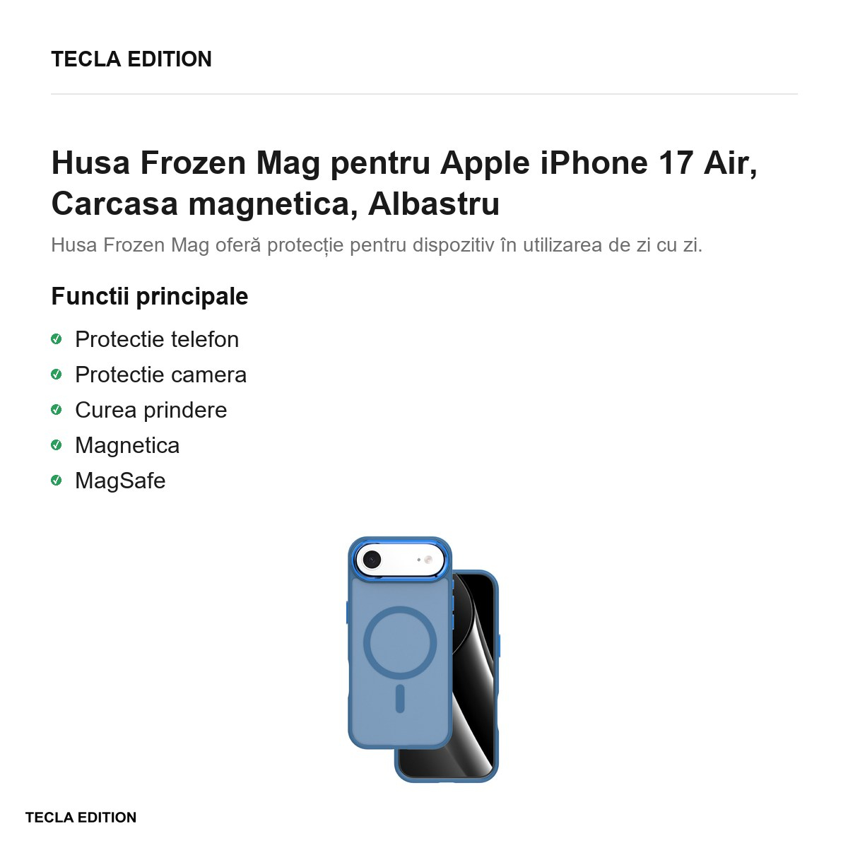 Husa Frozen Mag pentru Apple iPhone 17 Air, Carcasa magnetica, Albastru [2]