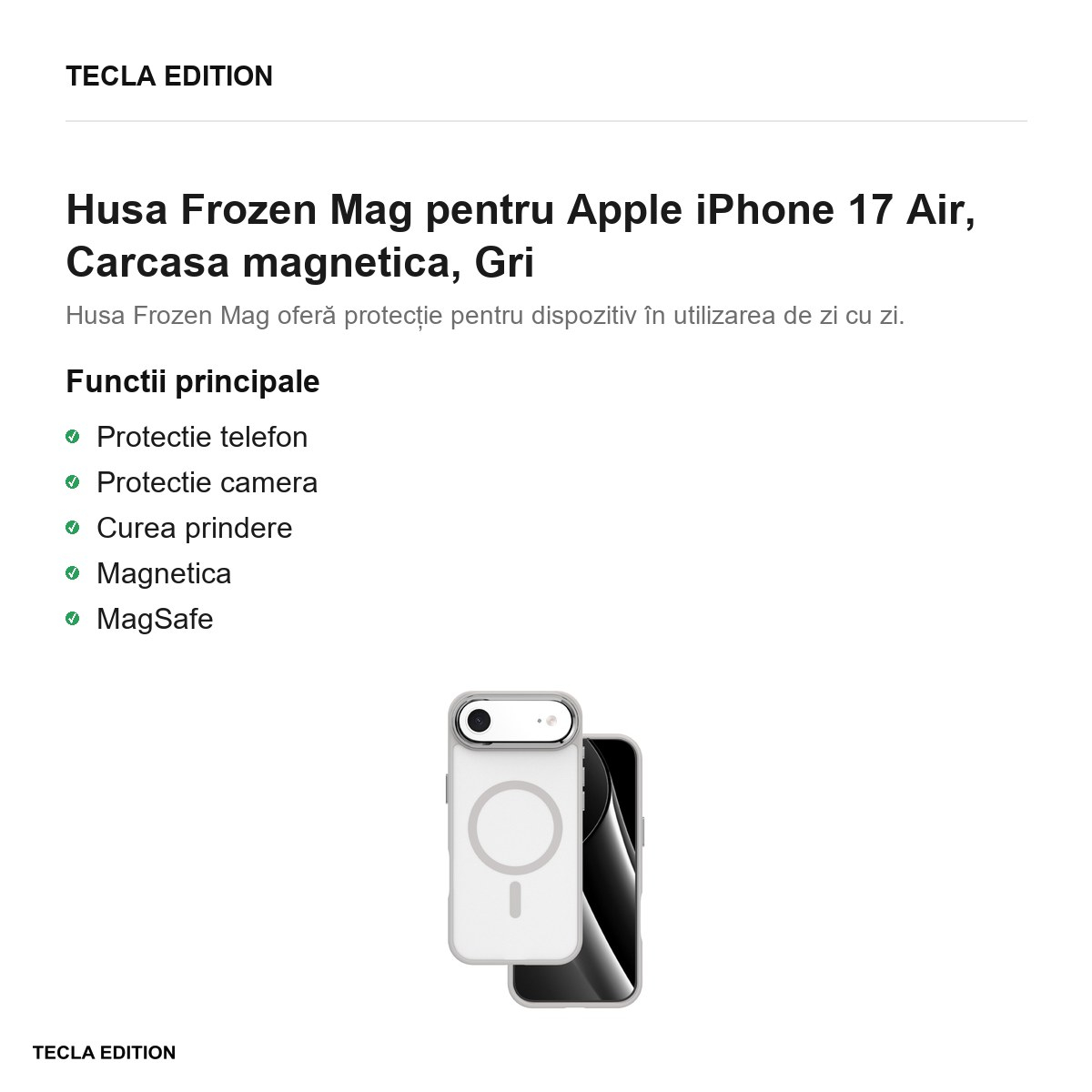 Husa Frozen Mag pentru Apple iPhone 17 Air, Carcasa magnetica, Gri [2]