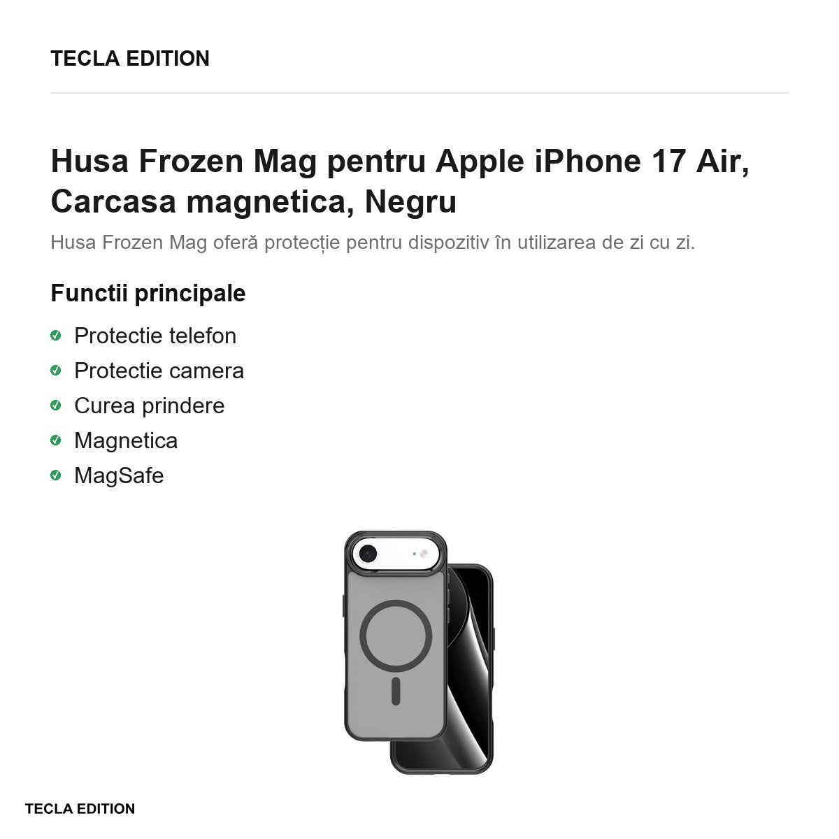 Husa Frozen Mag pentru Apple iPhone 17 Air, Carcasa magnetica, Negru [2]