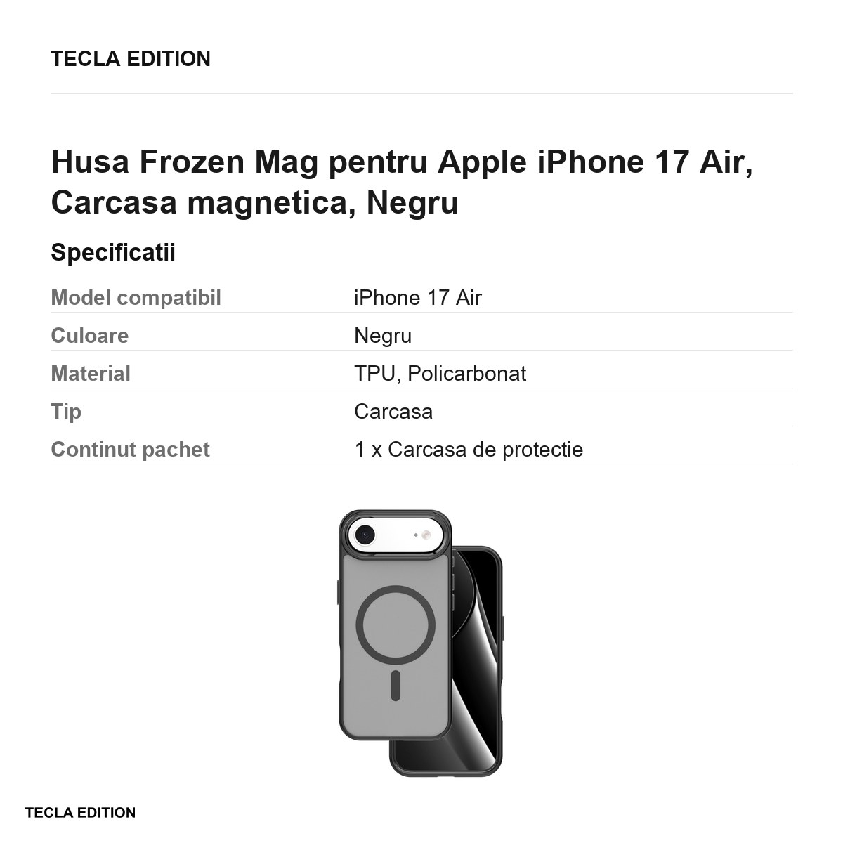 Husa Frozen Mag pentru Apple iPhone 17 Air, Carcasa magnetica, Negru [3]