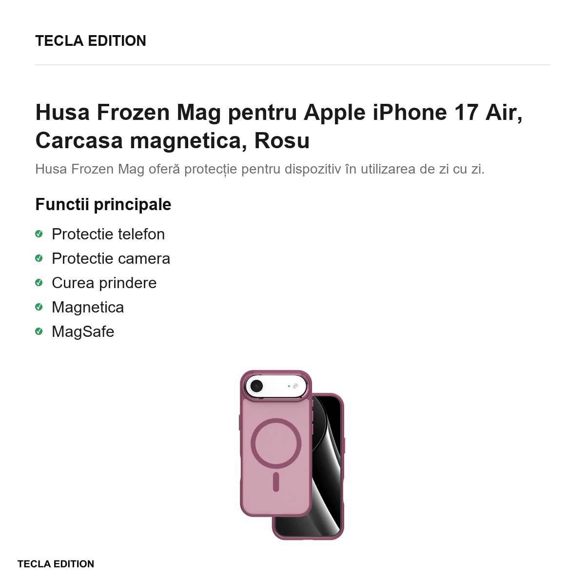 Husa Frozen Mag pentru Apple iPhone 17 Air, Carcasa magnetica, Rosu [2]