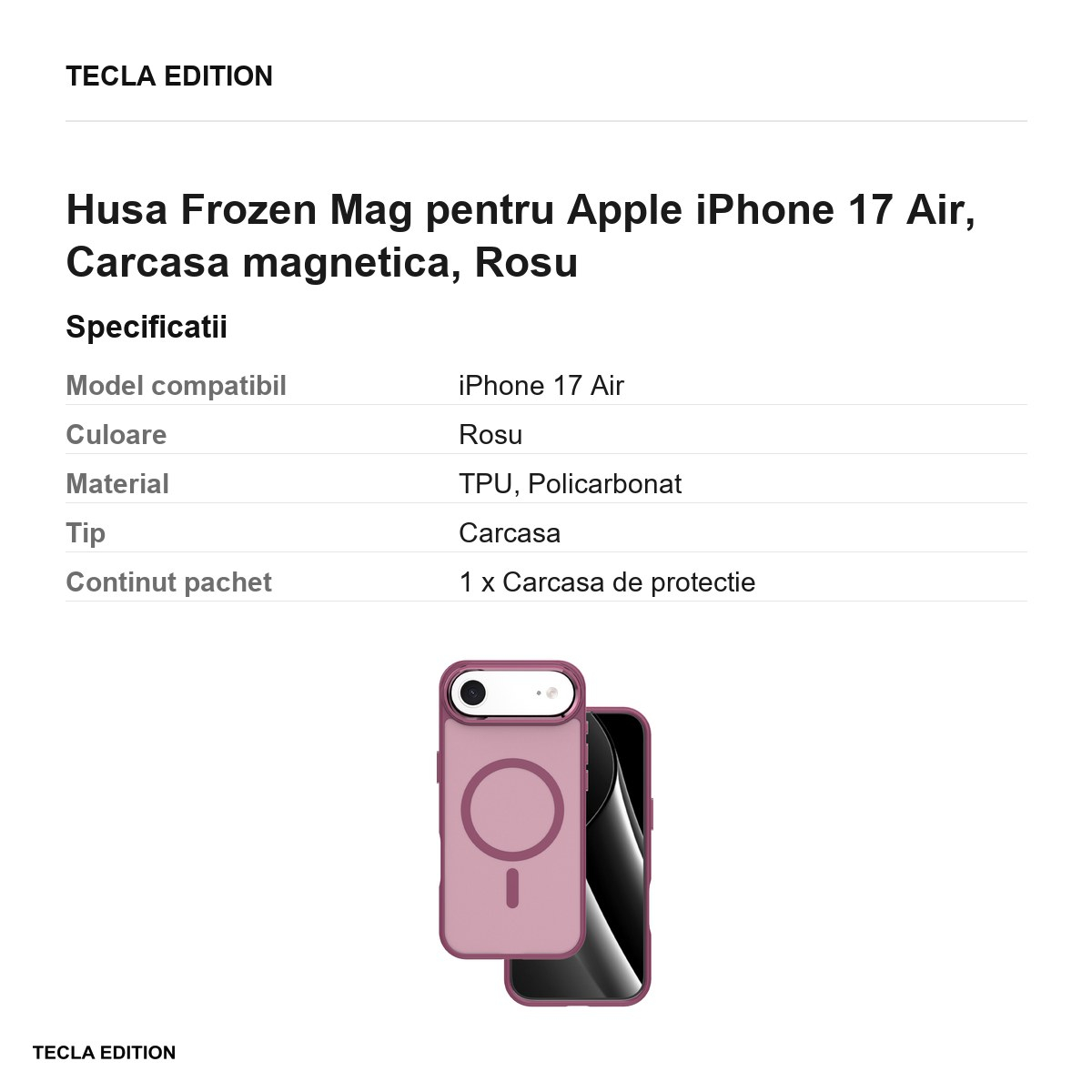 Husa Frozen Mag pentru Apple iPhone 17 Air, Carcasa magnetica, Rosu [3]