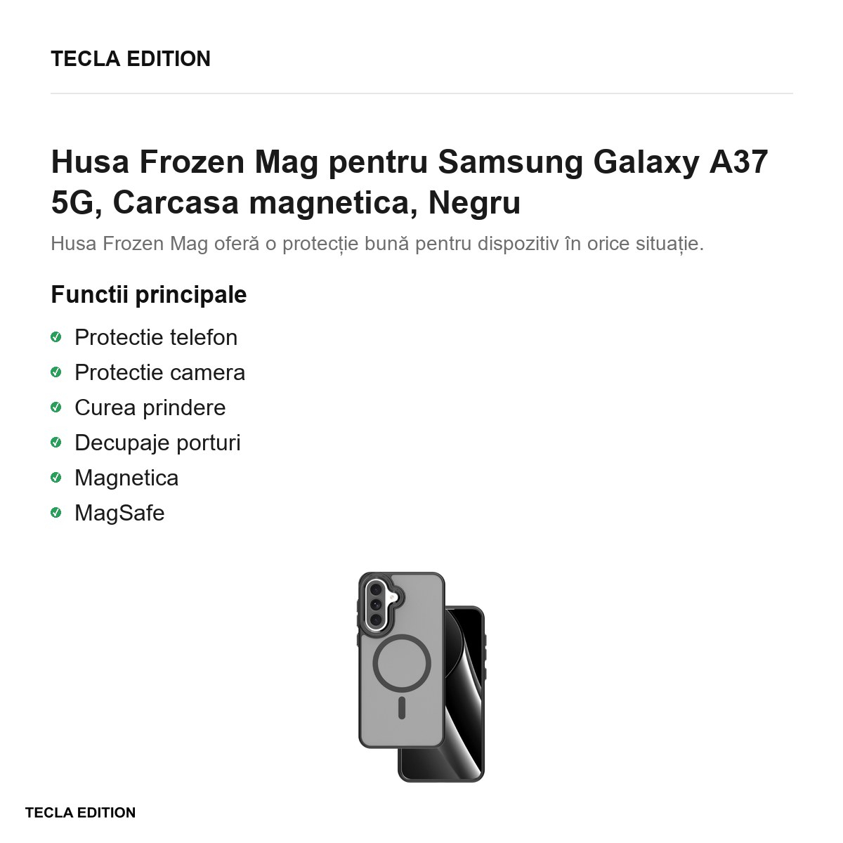 Husa Frozen Mag pentru Samsung Galaxy A37 5G, Carcasa magnetica, Negru [2]