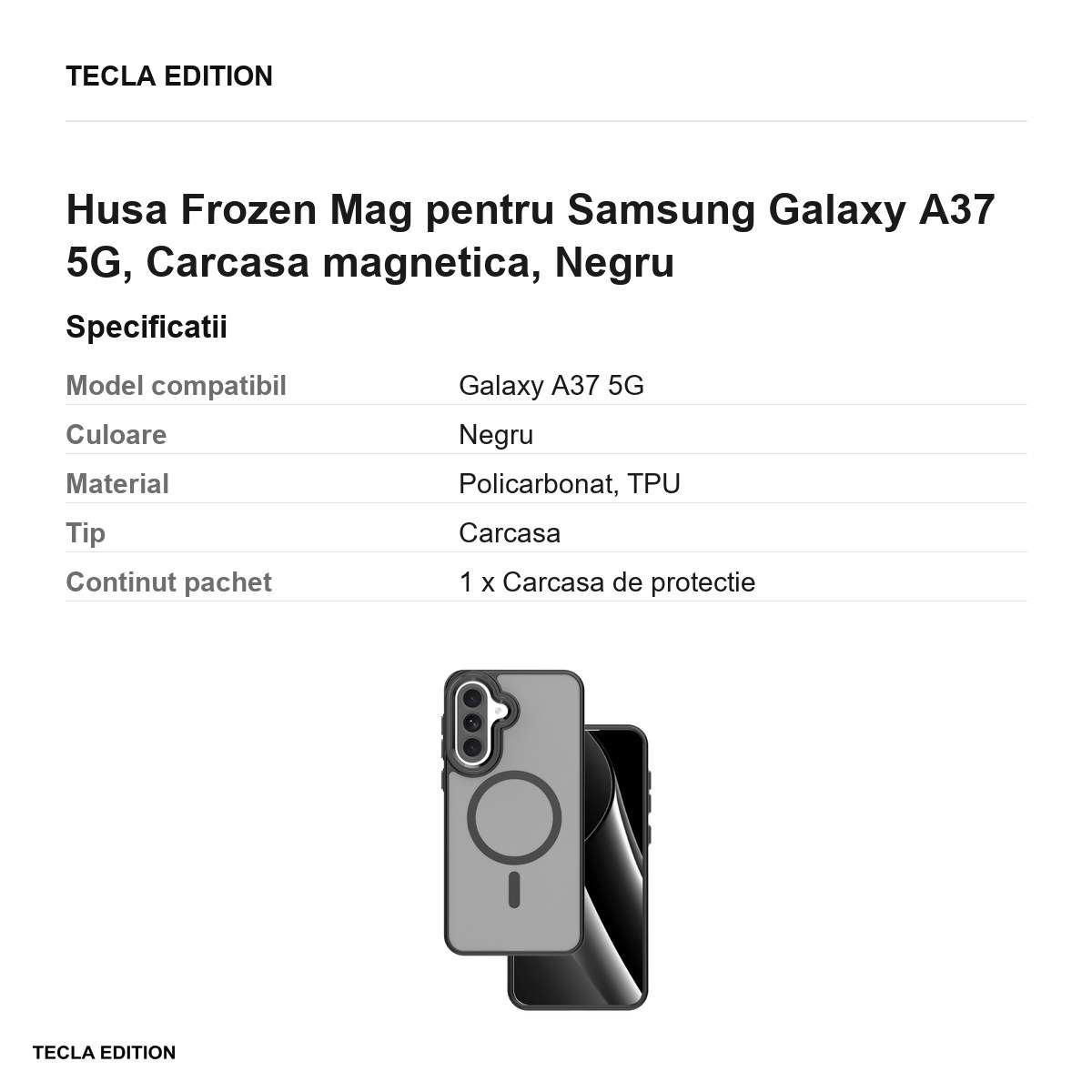 Husa Frozen Mag pentru Samsung Galaxy A37 5G, Carcasa magnetica, Negru [3]
