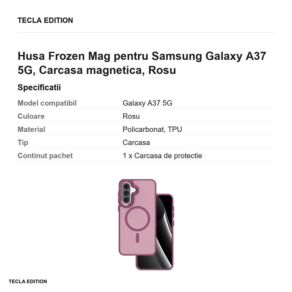 Husa Frozen Mag pentru Samsung Galaxy A37 5G, Carcasa magnetica, Rosu [3]