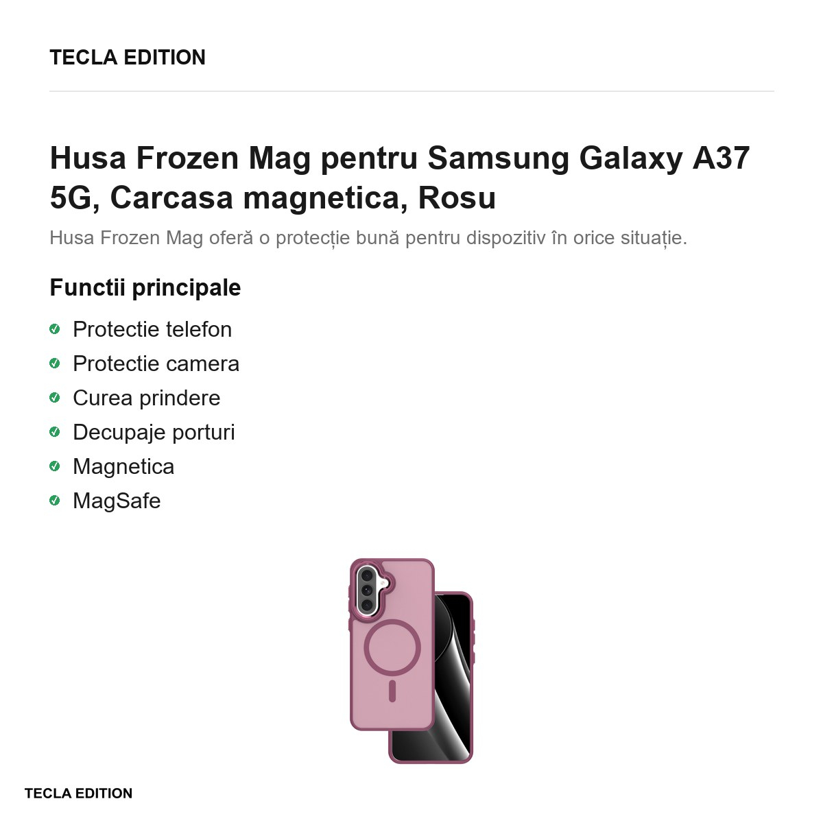 Husa Frozen Mag pentru Samsung Galaxy A37 5G, Carcasa magnetica, Rosu [2]