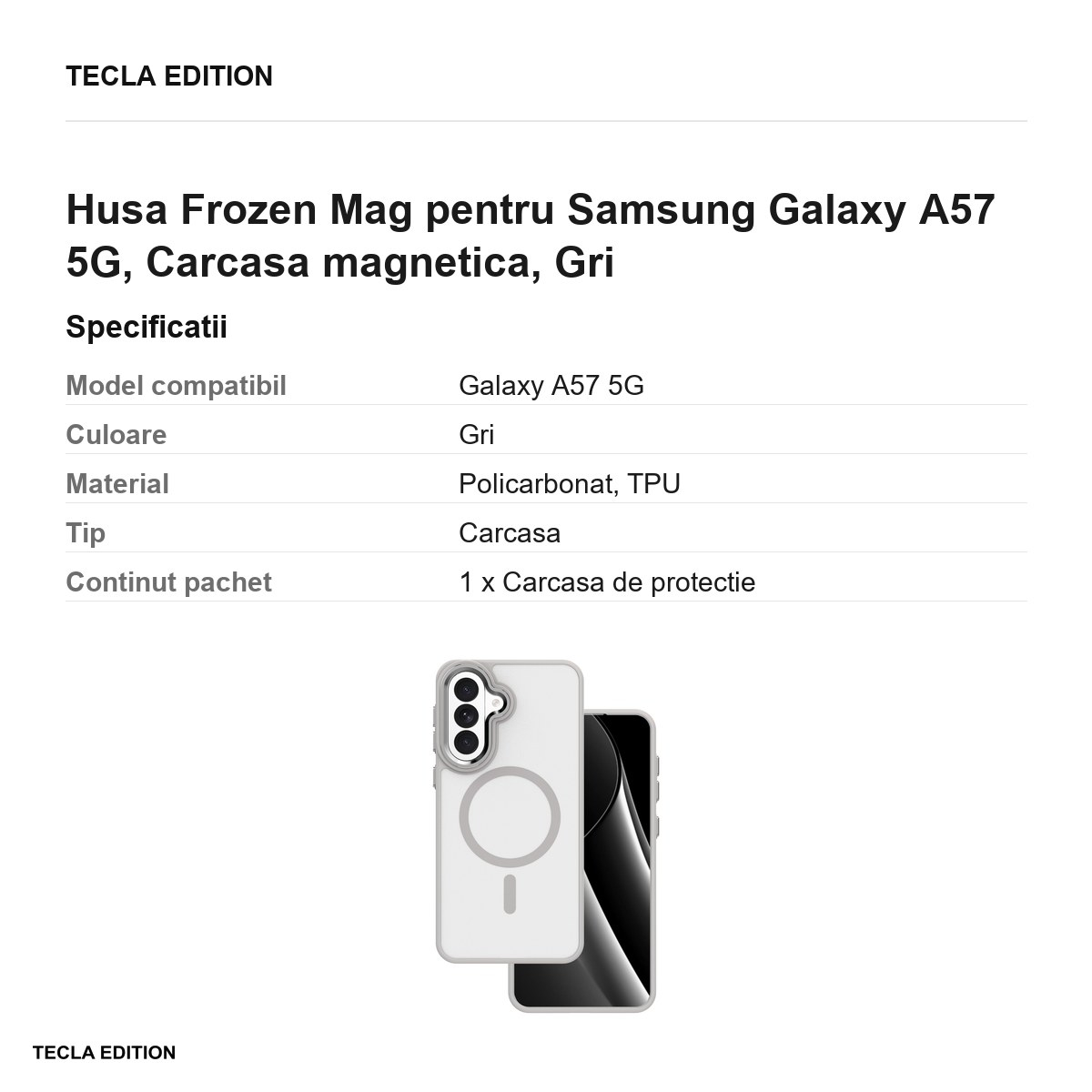 Husa Frozen Mag pentru Samsung Galaxy A57 5G, Carcasa magnetica, Gri [3]