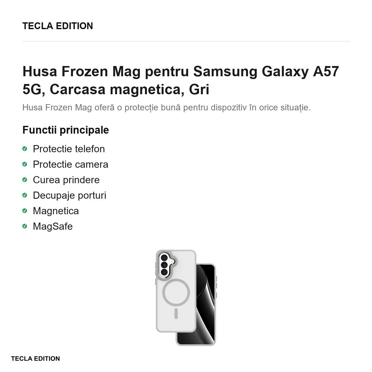 Husa Frozen Mag pentru Samsung Galaxy A57 5G, Carcasa magnetica, Gri [2]