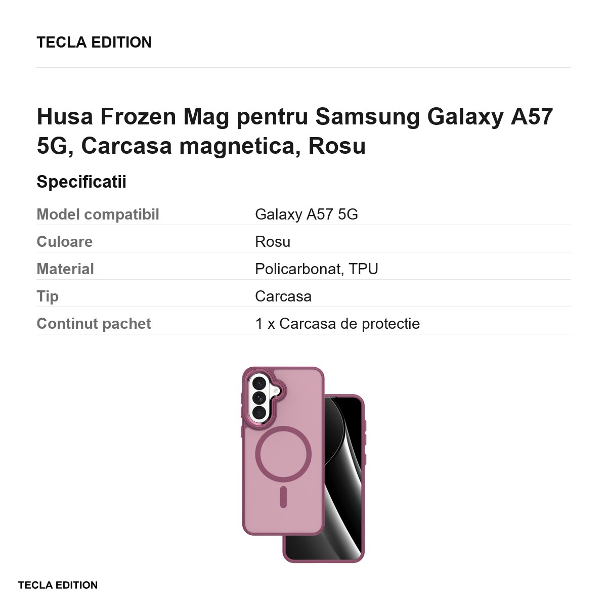 Husa Frozen Mag pentru Samsung Galaxy A57 5G, Carcasa magnetica, Rosu [3]