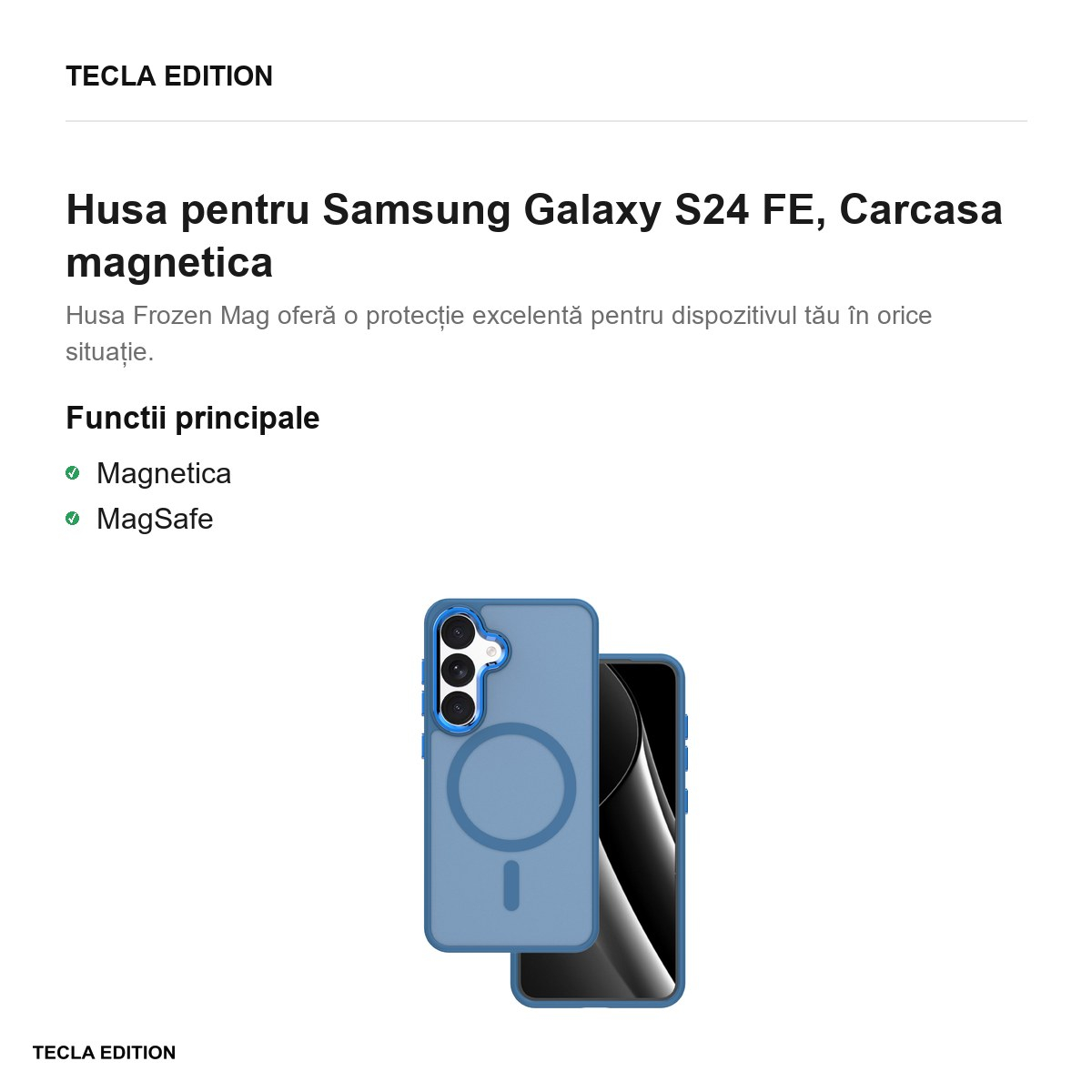 Husa Frozen Mag pentru Samsung Galaxy S24 FE, Carcasa magnetica, Albastru [2]