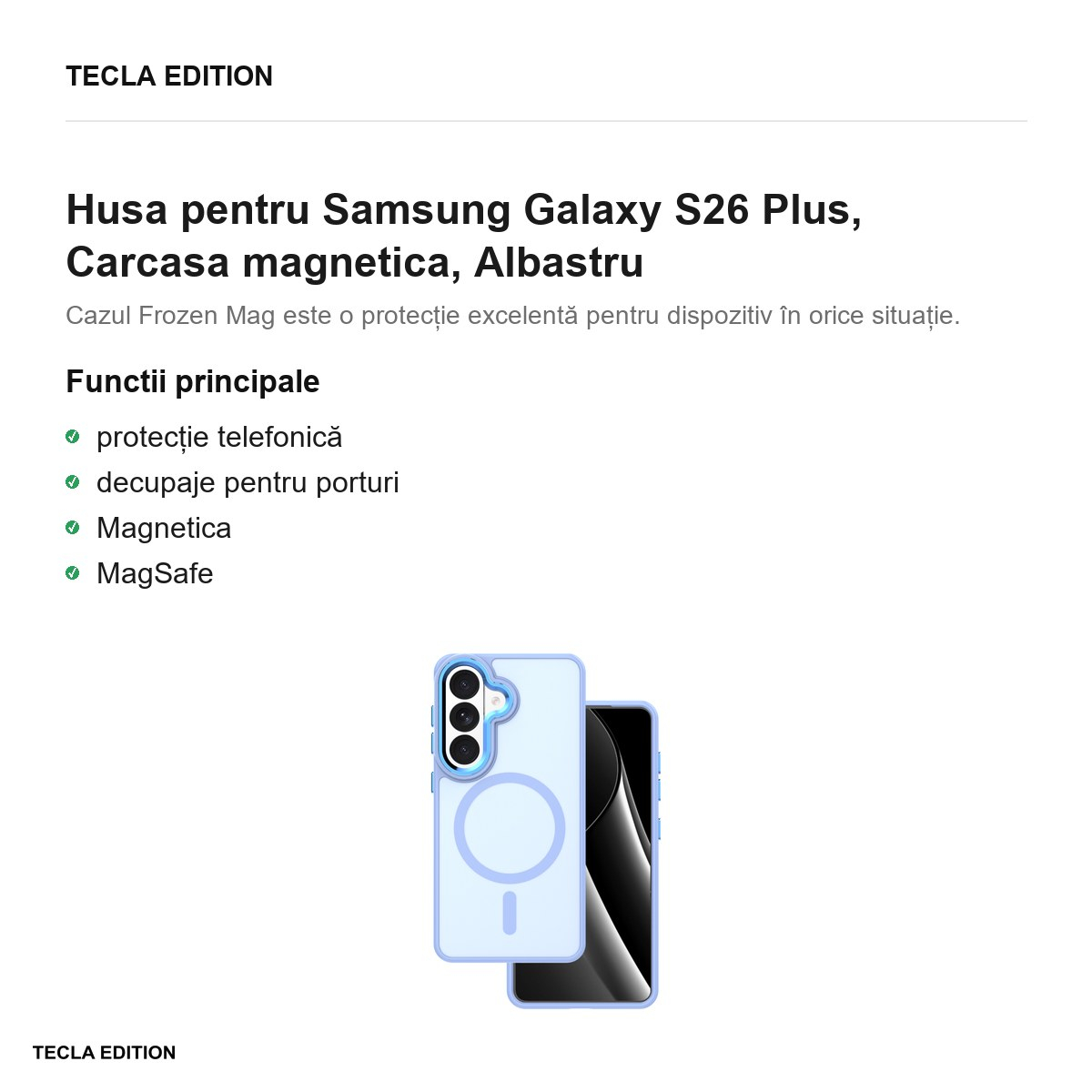 Husa Frozen Mag pentru Samsung Galaxy S26 Plus, Carcasa magnetica, Albastru [2]