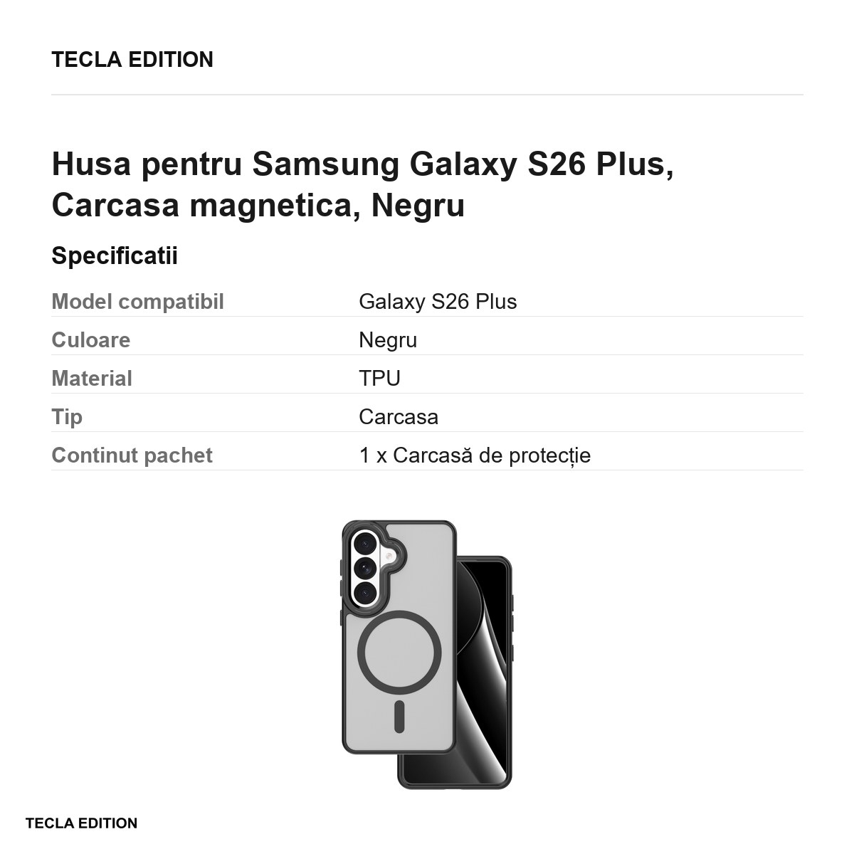 Husa Frozen Mag pentru Samsung Galaxy S26 Plus, Carcasa magnetica, Negru [3]