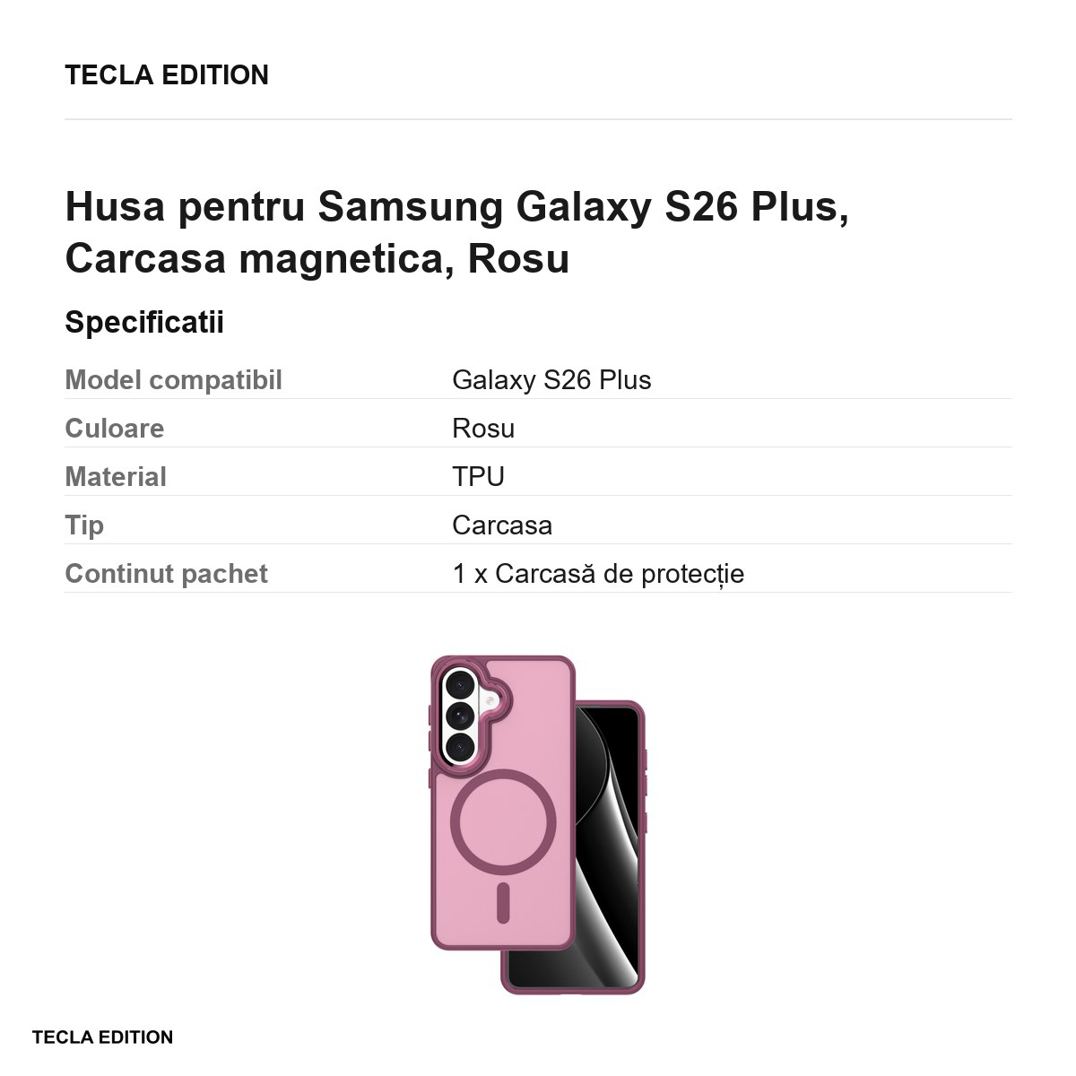 Husa Frozen Mag pentru Samsung Galaxy S26 Plus, Carcasa magnetica, Rosu [3]