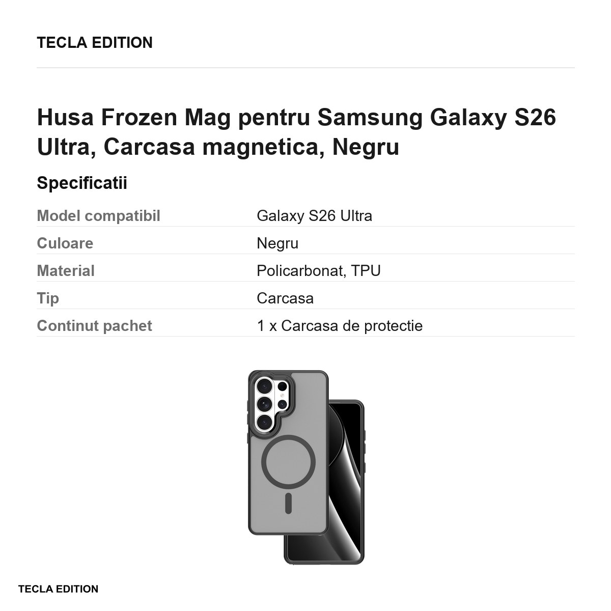 Husa Frozen Mag pentru Samsung Galaxy S26 Ultra, Carcasa magnetica, Negru [3]