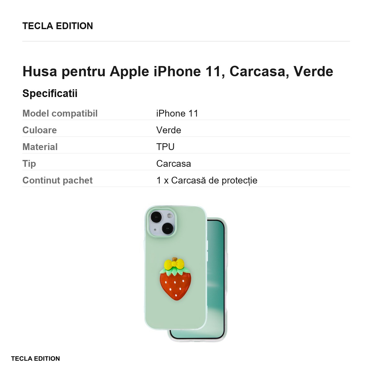 Husa Fruit 2in1 pentru Apple iPhone 11, Carcasa, Verde [3]