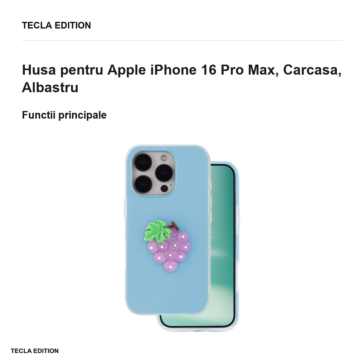 Husa Fruit 2in1 pentru Apple iPhone 16 Pro Max, Carcasa, Albastru [2]