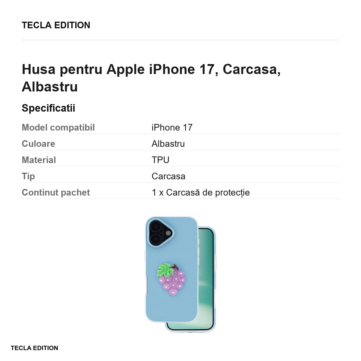 Husa Fruit 2in1 pentru Apple iPhone 17, Carcasa, Albastru [3]