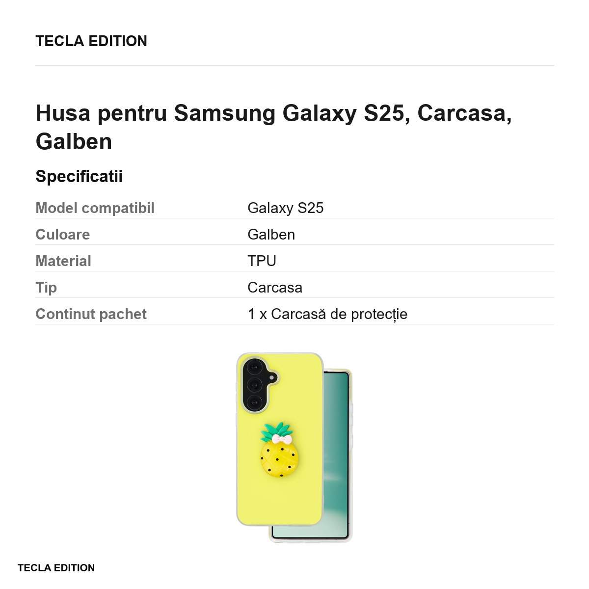 Husa Fruit 2in1 pentru Samsung Galaxy S25, Carcasa, Galben [3]