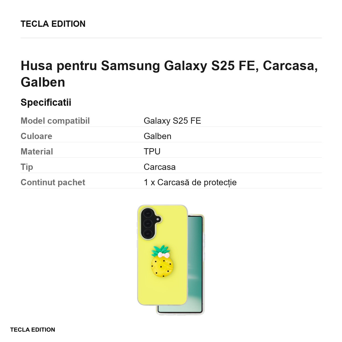 Husa Fruit 2in1 pentru Samsung Galaxy S25 FE, Carcasa, Galben [3]