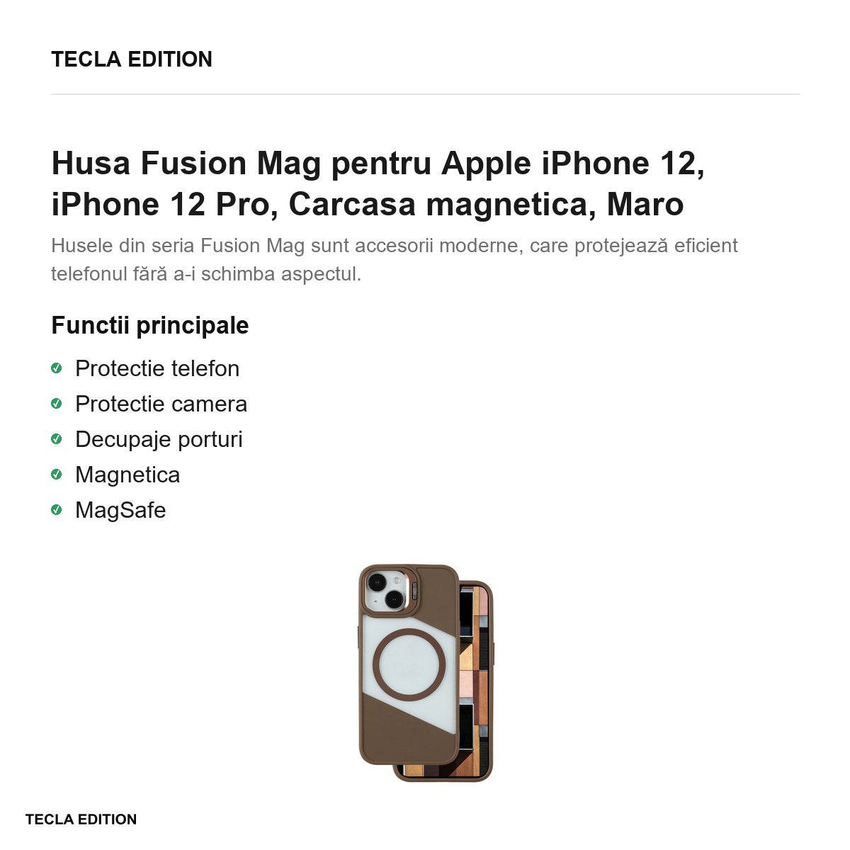 Husa Fusion Mag pentru Apple iPhone 12, iPhone 12 Pro, Carcasa magnetica, Maro [2]