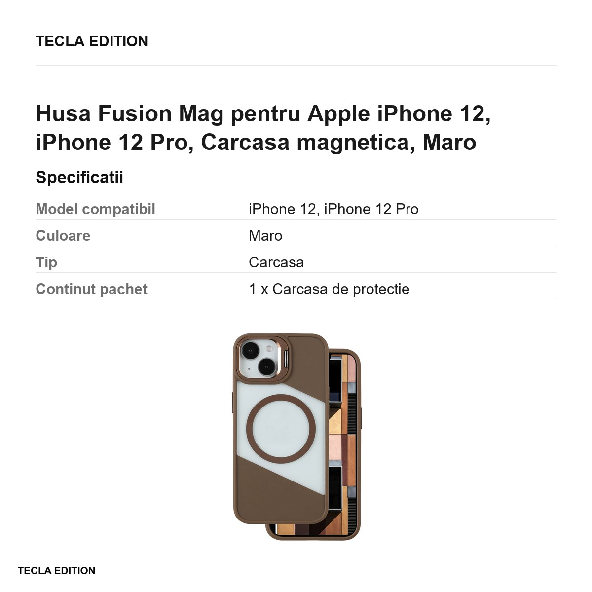 Husa Fusion Mag pentru Apple iPhone 12, iPhone 12 Pro, Carcasa magnetica, Maro [3]