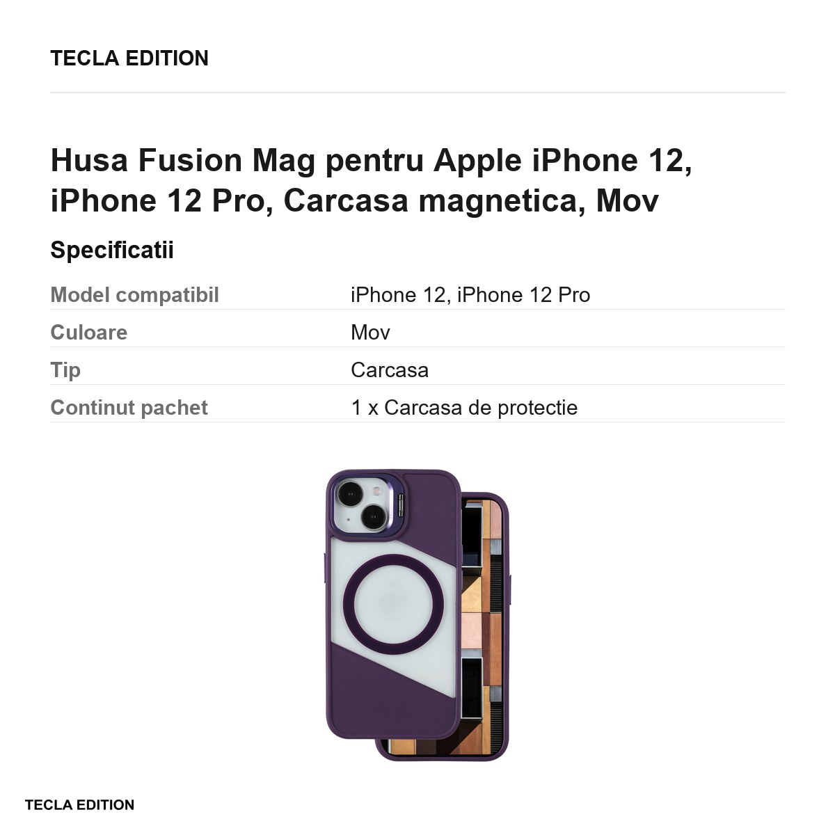 Husa Fusion Mag pentru Apple iPhone 12, iPhone 12 Pro, Carcasa magnetica, Mov [3]