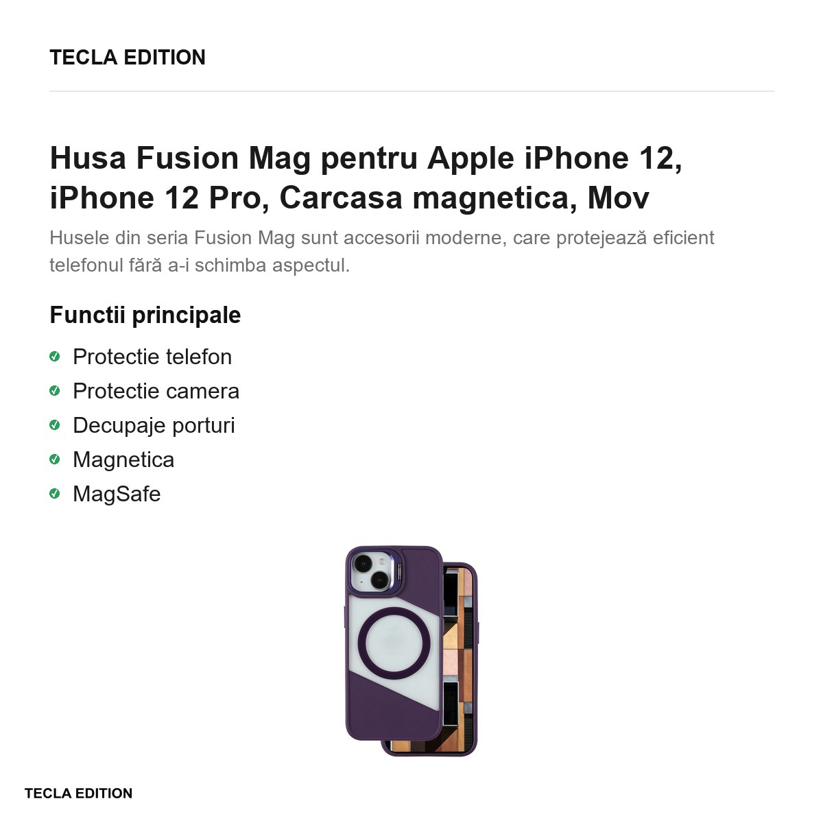Husa Fusion Mag pentru Apple iPhone 12, iPhone 12 Pro, Carcasa magnetica, Mov [2]