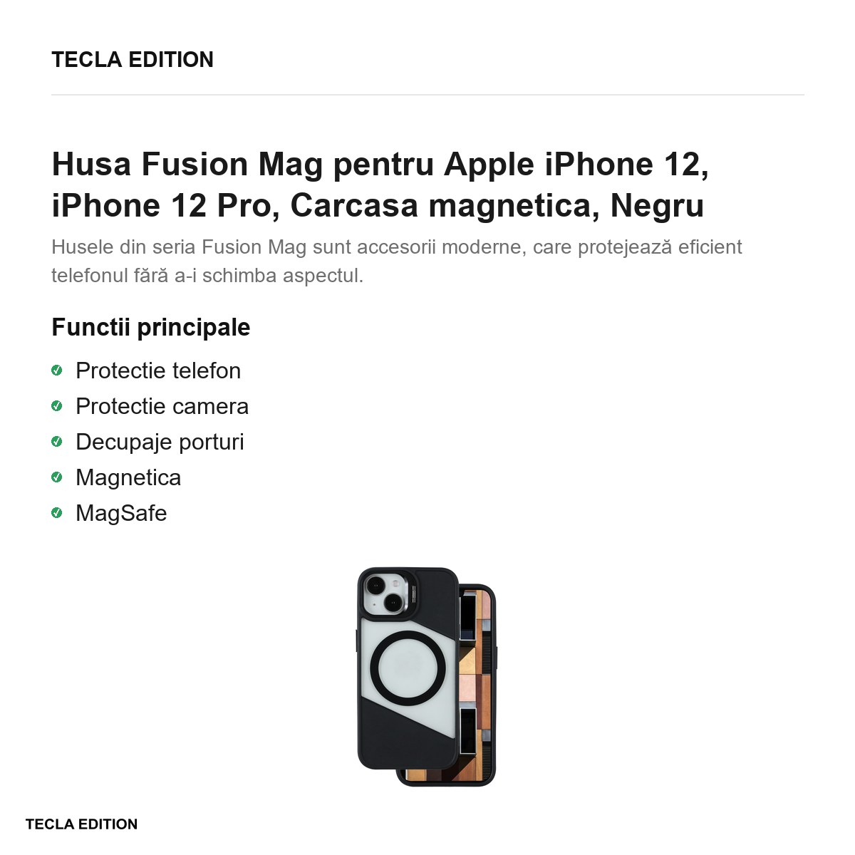 Husa Fusion Mag pentru Apple iPhone 12, iPhone 12 Pro, Carcasa magnetica, Negru [2]