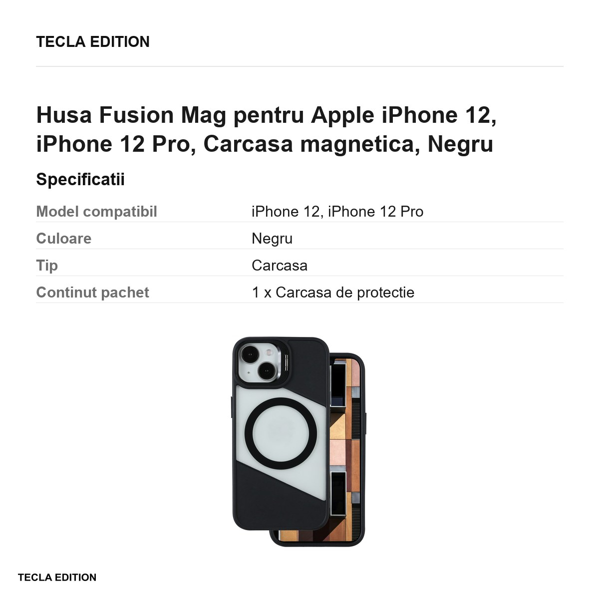 Husa Fusion Mag pentru Apple iPhone 12, iPhone 12 Pro, Carcasa magnetica, Negru [3]