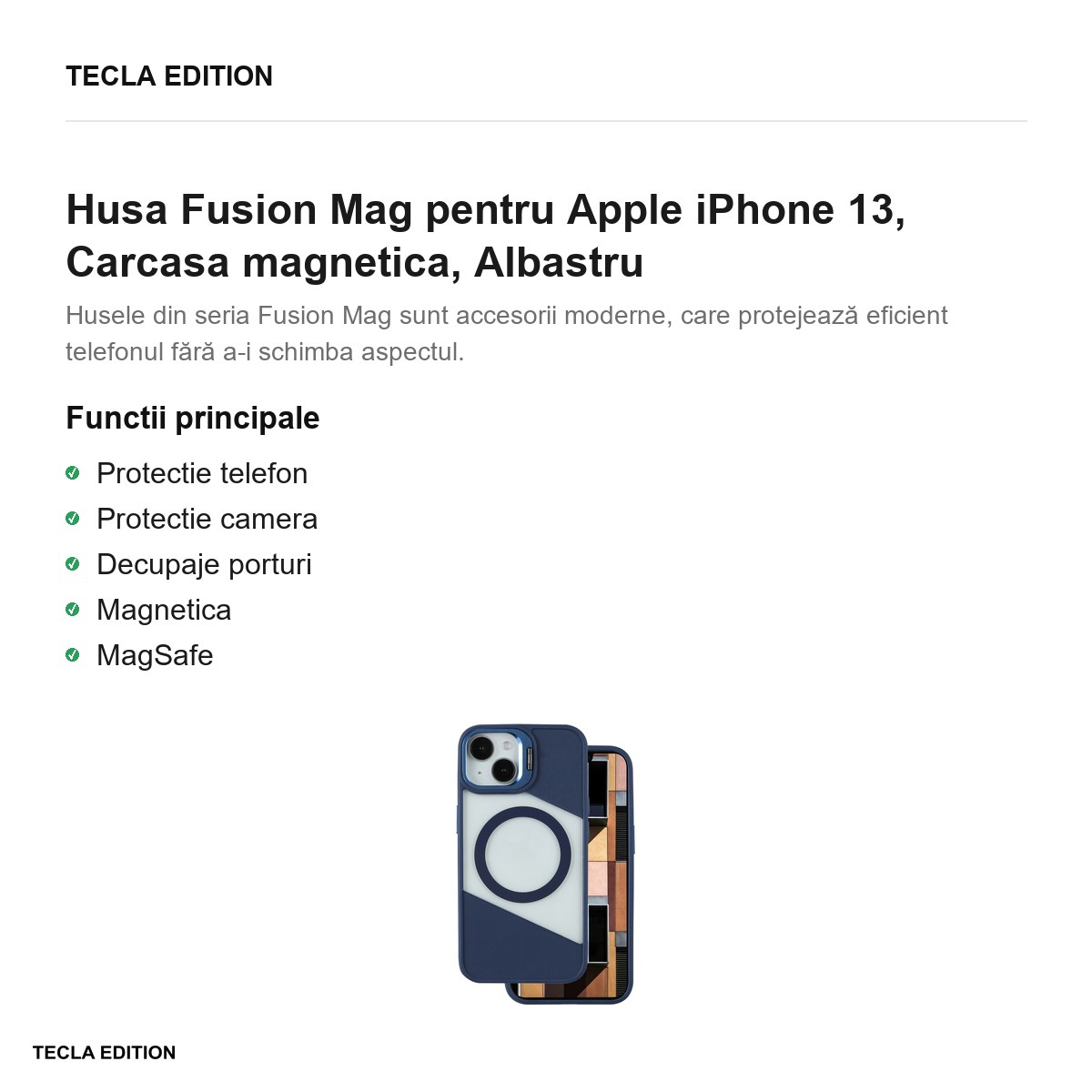 Husa Fusion Mag pentru Apple iPhone 13, Carcasa magnetica, Albastru [2]