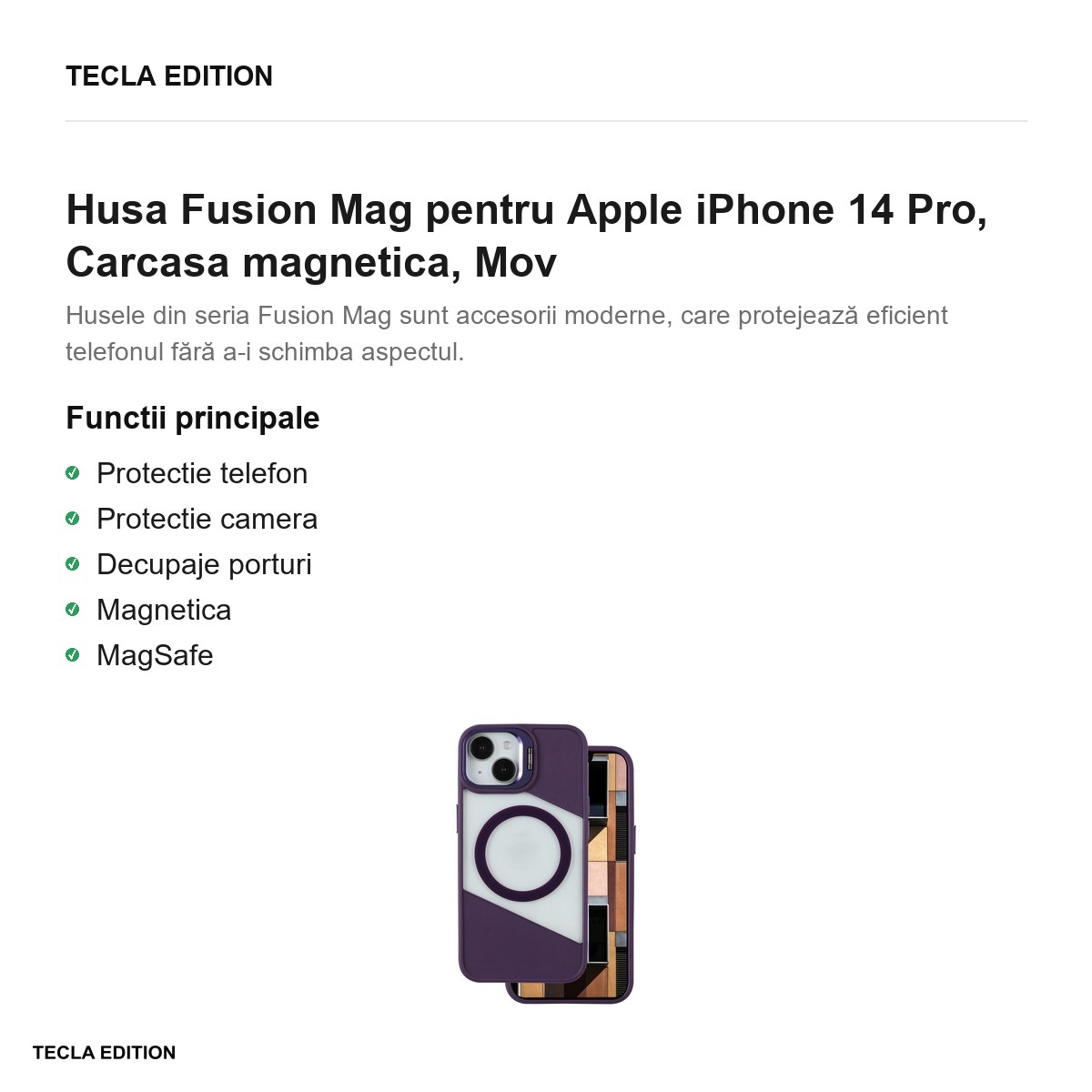 Husa Fusion Mag pentru Apple iPhone 14 Pro, Carcasa magnetica, Mov [2]