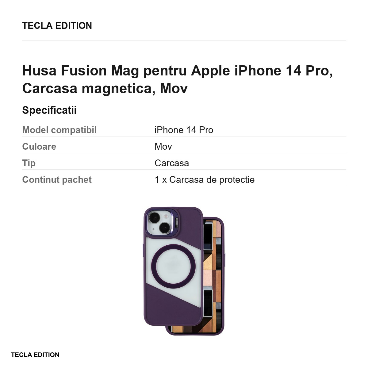 Husa Fusion Mag pentru Apple iPhone 14 Pro, Carcasa magnetica, Mov [3]