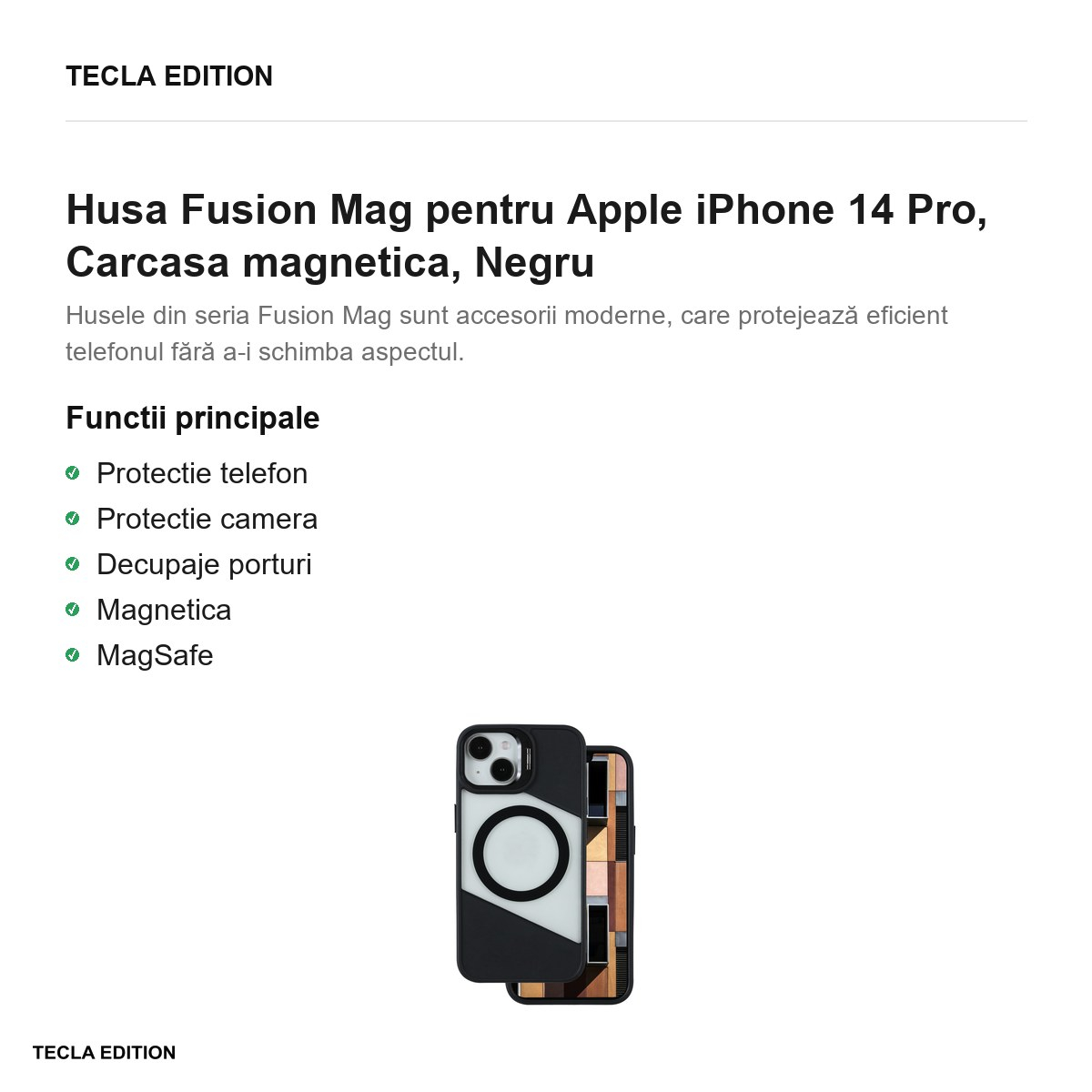 Husa Fusion Mag pentru Apple iPhone 14 Pro, Carcasa magnetica, Negru [2]
