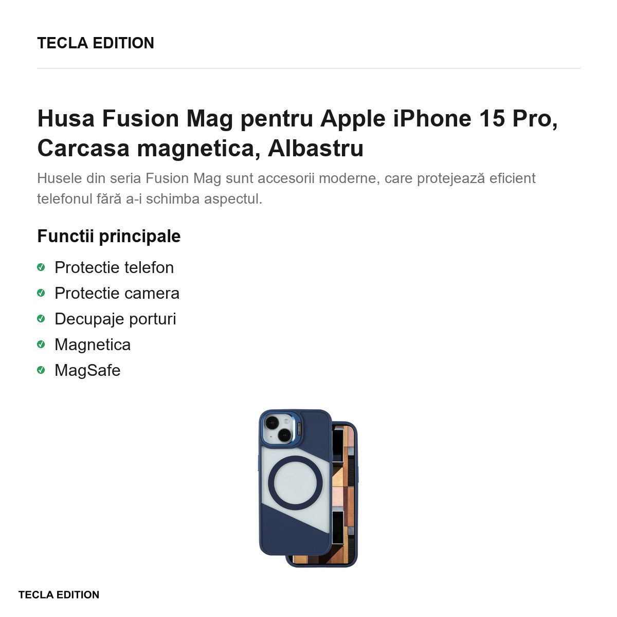 Husa Fusion Mag pentru Apple iPhone 15 Pro, Carcasa magnetica, Albastru [2]
