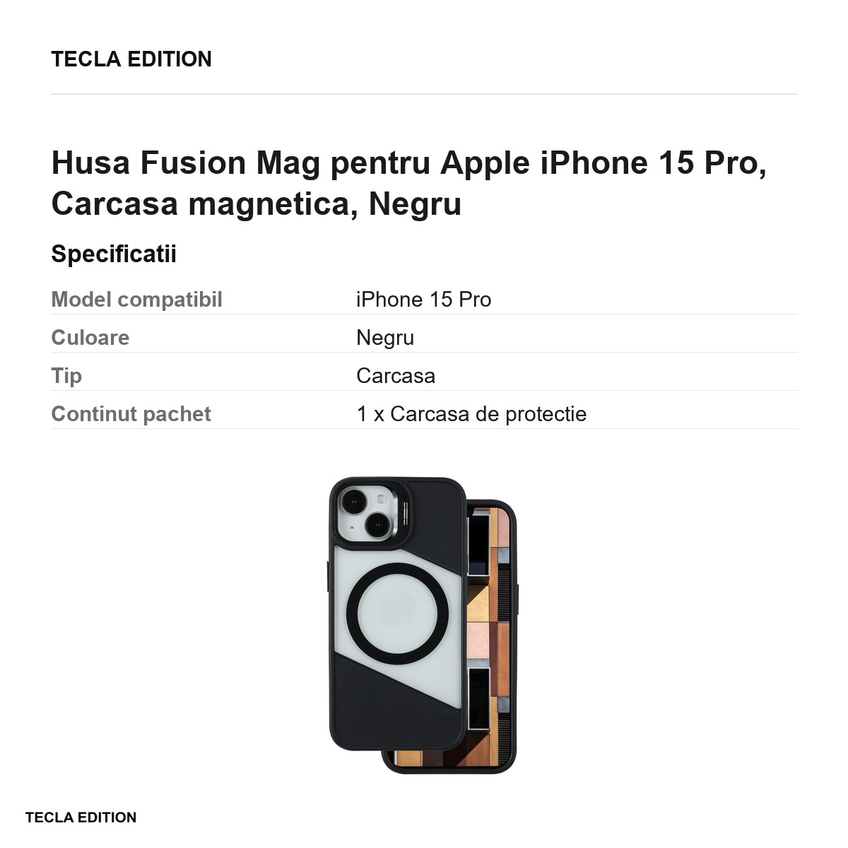 Husa Fusion Mag pentru Apple iPhone 15 Pro, Carcasa magnetica, Negru [3]