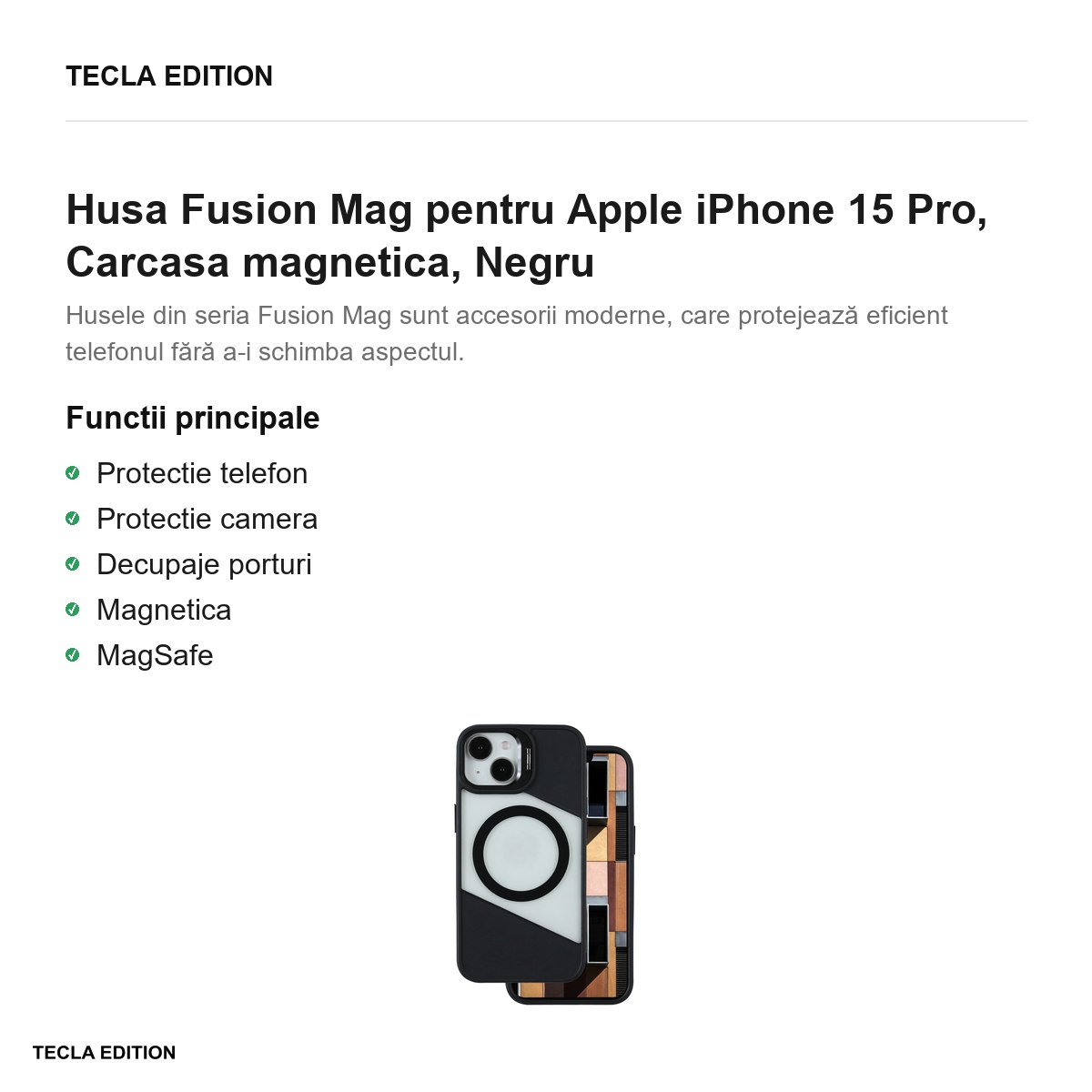 Husa Fusion Mag pentru Apple iPhone 15 Pro, Carcasa magnetica, Negru [2]