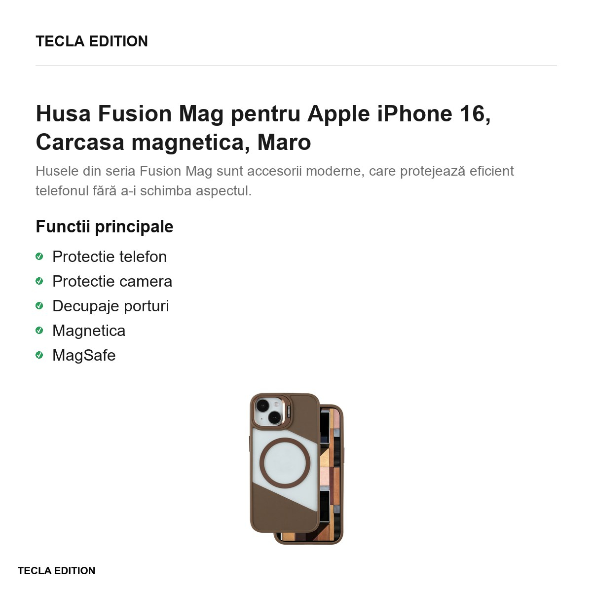 Husa Fusion Mag pentru Apple iPhone 16, Carcasa magnetica, Maro [2]