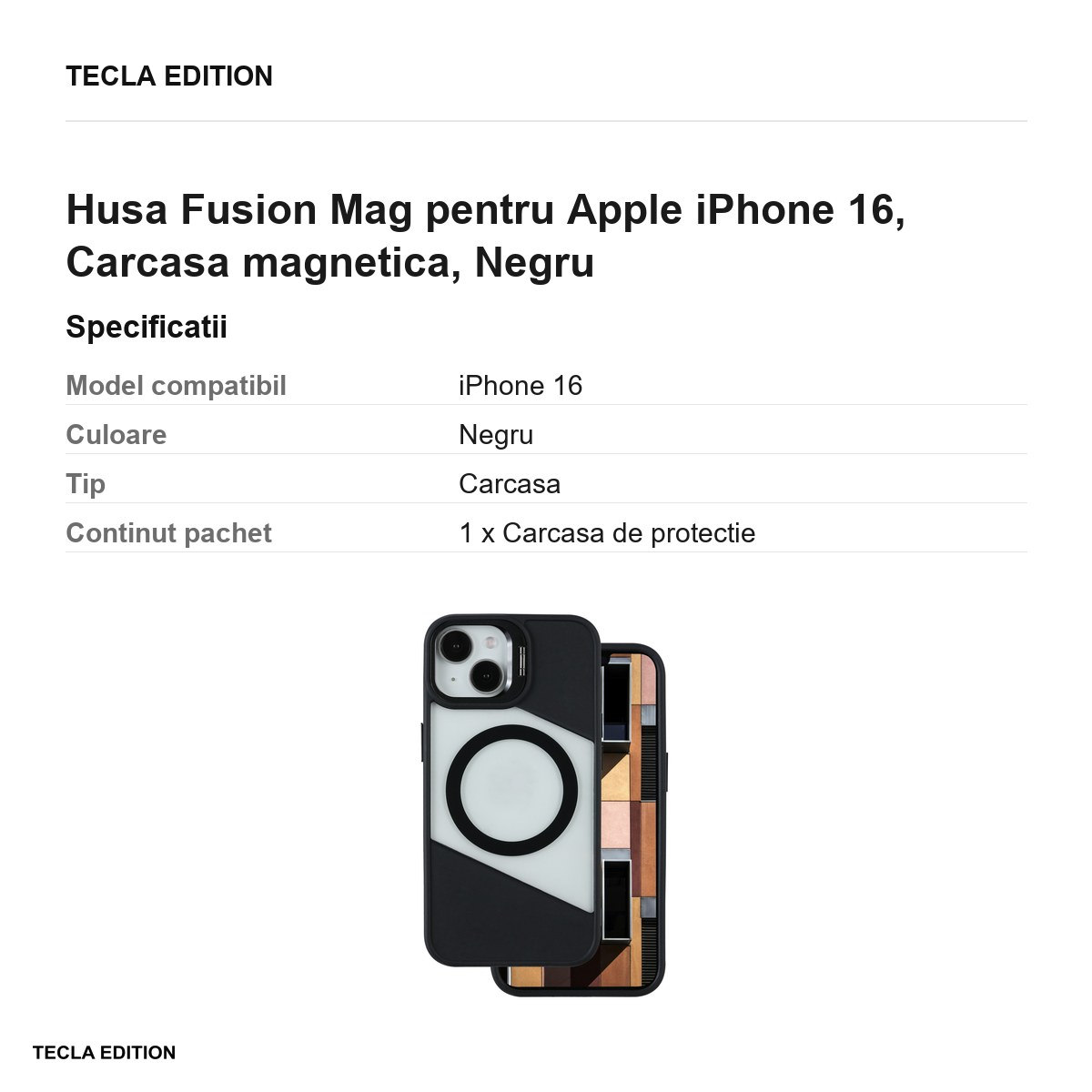 Husa Fusion Mag pentru Apple iPhone 16, Carcasa magnetica, Negru [3]