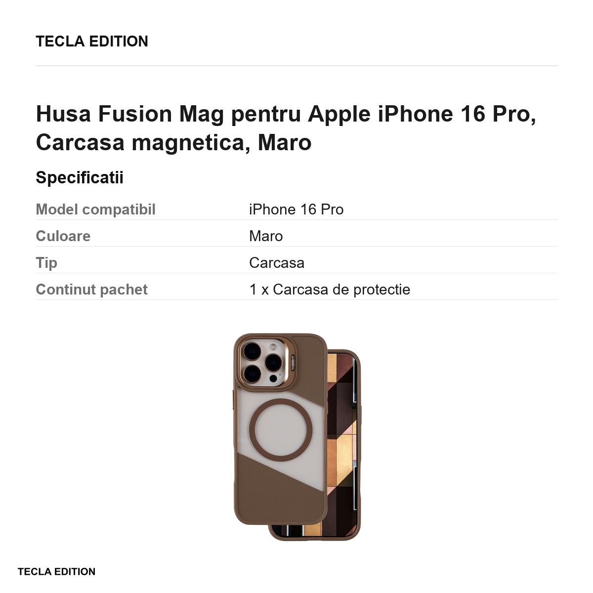 Husa Fusion Mag pentru Apple iPhone 16 Pro, Carcasa magnetica, Maro [3]