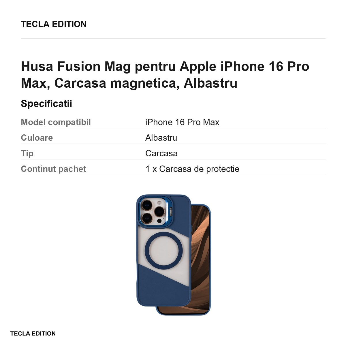 Husa Fusion Mag pentru Apple iPhone 16 Pro Max, Carcasa magnetica, Albastru [3]