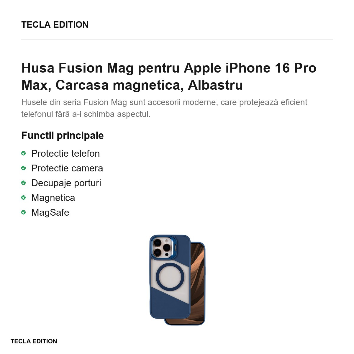 Husa Fusion Mag pentru Apple iPhone 16 Pro Max, Carcasa magnetica, Albastru [2]