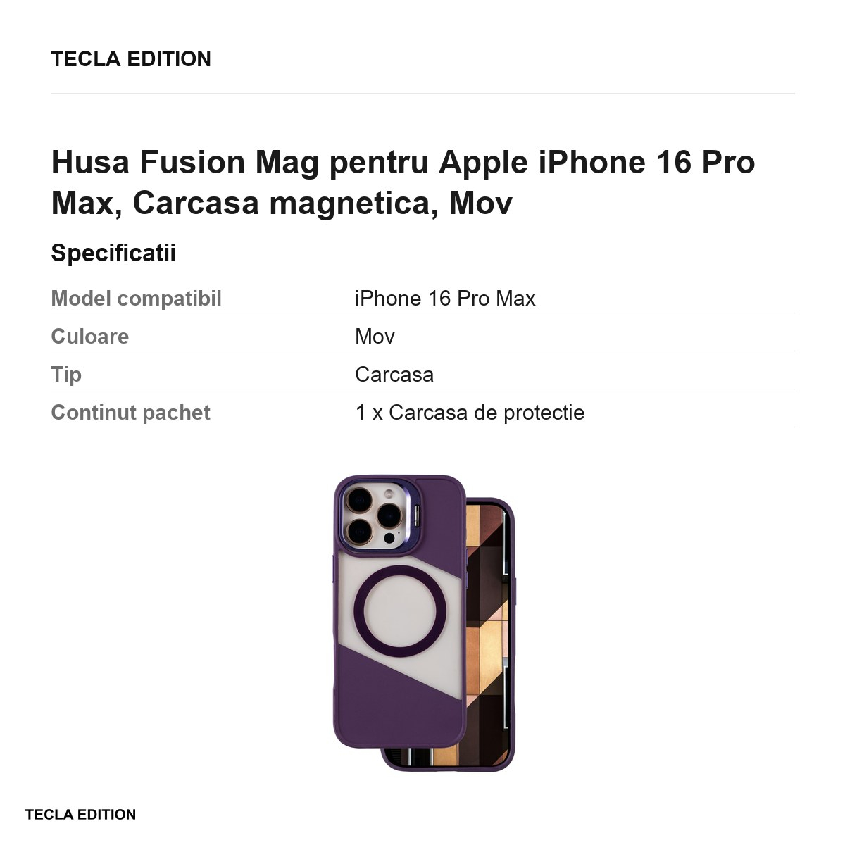 Husa Fusion Mag pentru Apple iPhone 16 Pro Max, Carcasa magnetica, Mov [3]