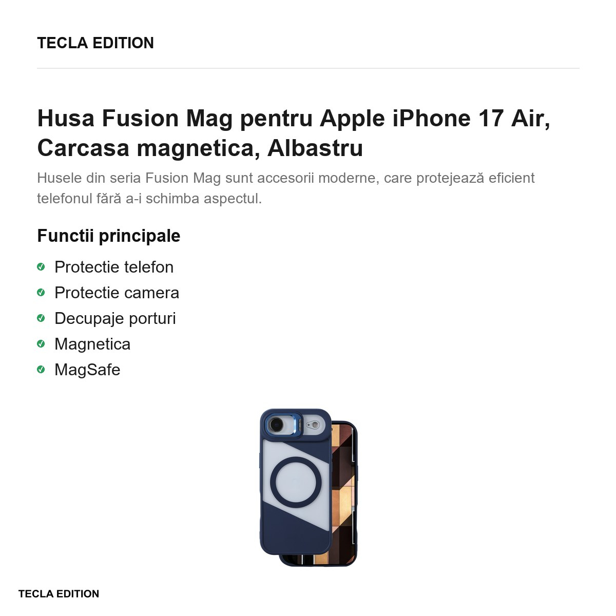 Husa Fusion Mag pentru Apple iPhone 17 Air, Carcasa magnetica, Albastru [2]